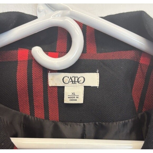 Cato Womens Jacket XL Red Plaid Blazer Double Breasted Classic Preppy Academia - Picture 3 of 6